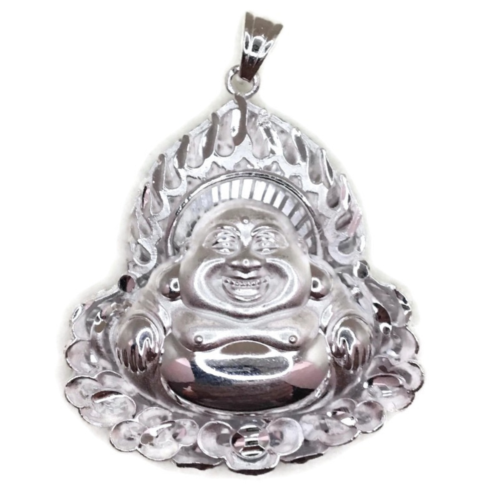 Handmade anti-tarnish silver pendant extra large buddha